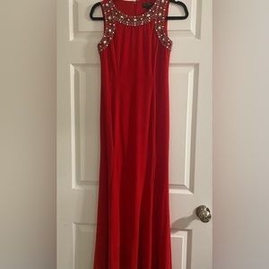 Red floor length dress